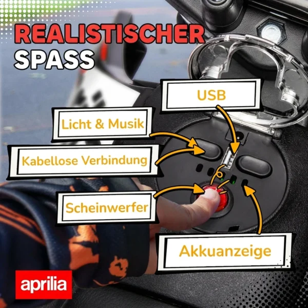 Elektrische Motorfiets Voor Kinderen 12 V Met 2 Motoren, Stabilisatiewielen, Schokdempers, 13 Inch Wielen, Muziek, USB