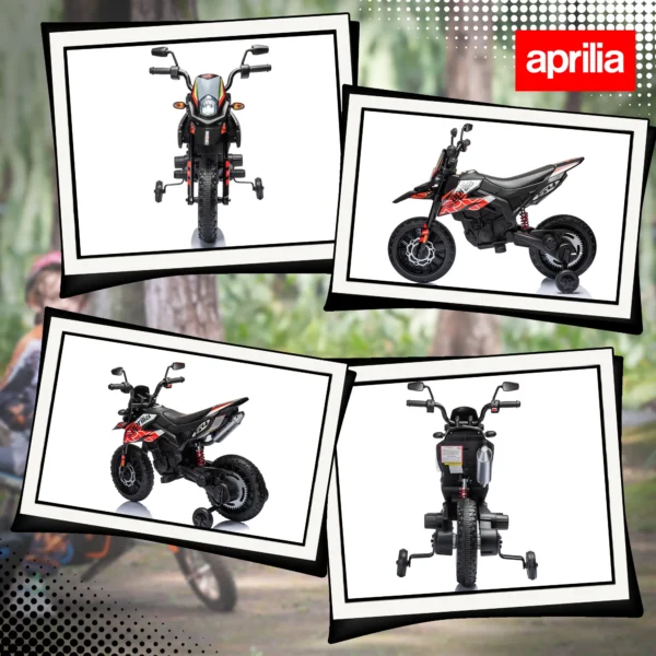 Elektrische Motorfiets Voor Kinderen 12 V Met 2 Motoren, Stabilisatiewielen, Schokdempers, 13 Inch Wielen, Muziek, USB