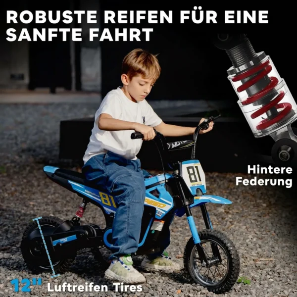 Elektrische Motorfiets Voor Kinderen 24 V Kinder Motocross Met 250W Motor 7Ah Batterij Achterwielophanging Schijfrem 16km/u 8–12 Jaar