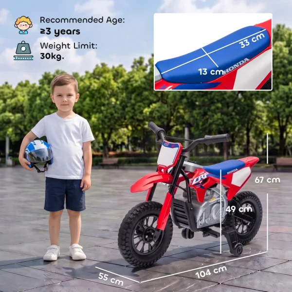 Elektrische Motorfiets Voor Kinderen HONDA CRF 450R 12V Kinder Motocross Met 35W Motor Lithium Batterij Achterwielophanging 12 Inch Wielen