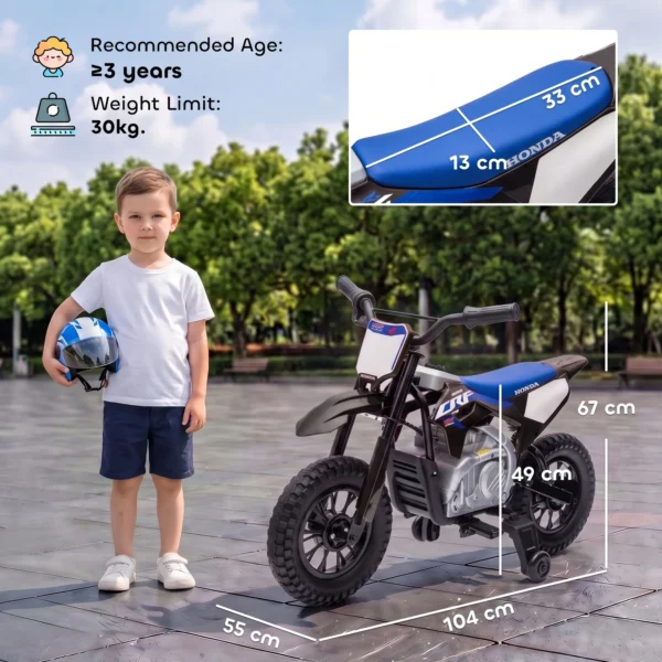 Elektrische Motorfiets Voor Kinderen HONDA CRF 450R 12V Kinder Motocross Met 35W Motor Lithium Batterij Achterwielophanging 12 Inch Wielen
