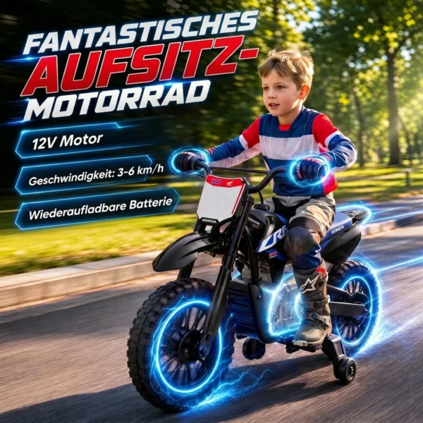 Elektrische Motorfiets Voor Kinderen HONDA CRF 450R 12V Kinder Motocross Met 35W Motor Lithium Batterij Achterwielophanging 12 Inch Wielen
