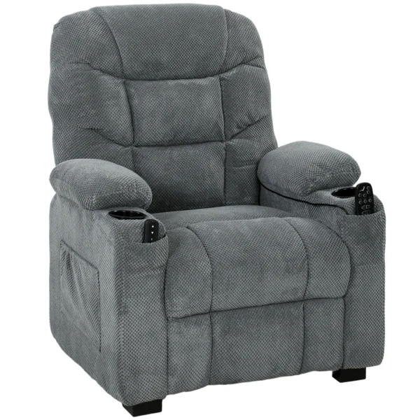 Elektrische Relaxstoel Met Massage & Warmte, Stille Motor En Geheugenfunctie, Donkergrijs