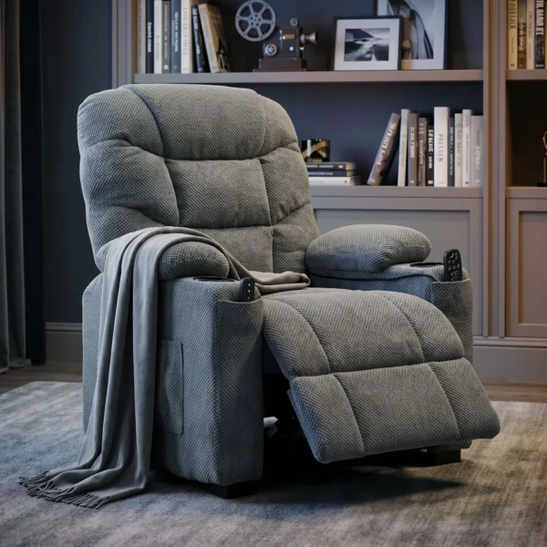 Elektrische Relaxstoel Met Massage & Warmte, Stille Motor En Geheugenfunctie, Donkergrijs