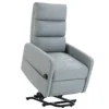 Elektrische Relaxstoel Met Opsta hulp, Afstandsbediening, Zacht Schuim, Zijtas, Linnen look Bekleding, Grijs