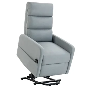 Elektrische Relaxstoel Met Opsta hulp, Afstandsbediening, Zacht Schuim, Zijtas, Linnen look Bekleding, Grijs