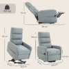 Elektrische Relaxstoel Met Opsta hulp, Afstandsbediening, Zacht Schuim, Zijtas, Linnen look Bekleding, Grijs