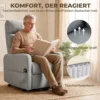 Elektrische Relaxstoel Met Opsta hulp, Afstandsbediening, Zacht Schuim, Zijtas, Linnen look Bekleding, Grijs