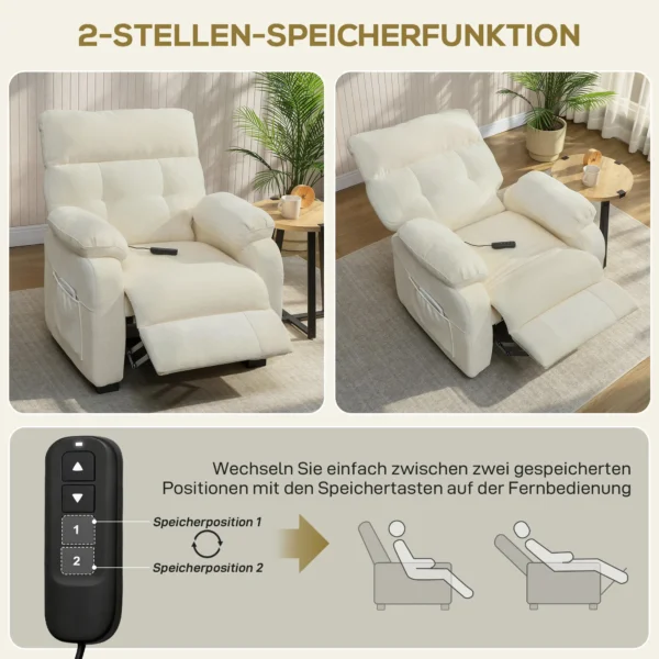 Elektrische Relaxstoel TV stoel Met Voetensteun, Zijvakken, Borstelloze Motor, USB aansluiting, Afstandsbediening