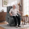 Elektrische Sta op Stoel Met Massage & Warmte, Relaxstoel Voor Senioren, Zakveerkern, Grijs
