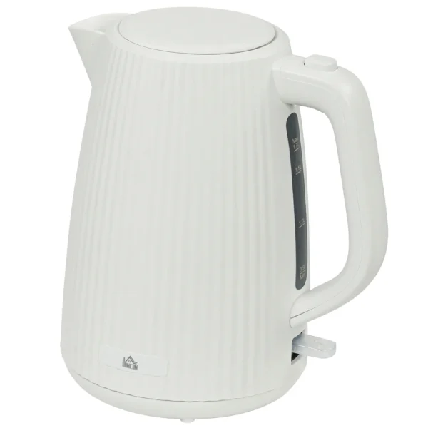 Elektrischer Wasserkocher, 1,7L Schnellkochfunktion, 2200W, Mit Herausnehmbarem Kalkfilter, Abschaltautomatik, Cremeweiß