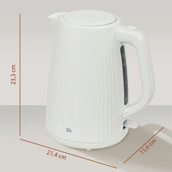Elektrischer Wasserkocher, 1,7L Schnellkochfunktion, 2200W, Mit Herausnehmbarem Kalkfilter, Abschaltautomatik, Cremeweiß