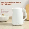 Elektrischer Wasserkocher, 1,7L Schnellkochfunktion, 2200W, Mit Herausnehmbarem Kalkfilter, Abschaltautomatik, Cremeweiß