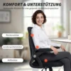 Ergonomische Bureaustoel Met Verstelbare Hoogte, Opklapbare Armleuningen, Lendensteun, Zwart