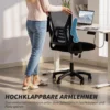 Ergonomische Bureaustoel Met Verstelbare Hoogte, Opklapbare Armleuningen, Lendensteun, Zwart