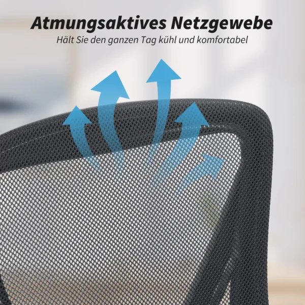 Ergonomische Bureaustoel Met Verstelbare Hoogte, Opklapbare Armleuningen, Lendensteun, Zwart