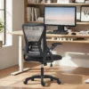 Ergonomische Bureaustoel Met Verstelbare Hoogte, Opklapbare Armleuningen, Lendensteun, Zwart