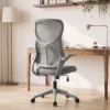 Ergonomische Mesh Bureaustoel, Draaibare Stoel Met Hoge Rugleuning, Opklapbare Armleuningen, Kantelfunctie, Grijs