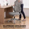 Ergonomische Mesh Bureaustoel, Draaibare Stoel Met Hoge Rugleuning, Opklapbare Armleuningen, Kantelfunctie, Grijs
