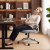 Ergonomische Mesh Bureaustoel, Draaibare Stoel Met Hoge Rugleuning, Opklapbare Armleuningen, Kantelfunctie, Grijs