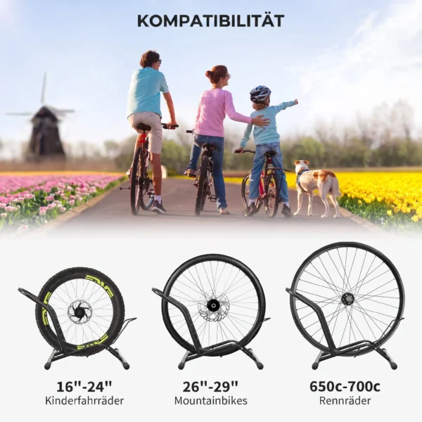 Fietsenrek Voor Fietsen Stalen Fietshouder Met 85 Mm Bandbreedte Vrijstaand 59 X 41 X 38 Cm Zwart