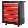 Gereedschapskist, Gereedschapskast, Rolbaar, 5 Laden, Staalplaat, Zwart+Rood