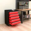 Gereedschapskist, Gereedschapskast, Rolbaar, 5 Laden, Staalplaat, Zwart+Rood