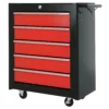 Gereedschapskist, Gereedschapskast, Rolbaar, 5 Laden, Staalplaat, Zwart+Rood