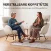 Gestoffeerde Schommelstoel Met Verstelbare Hoofdsteun, Fluweel In Regendruppel ontwerp, Frame Van Rubberboomhout, Crèmewit