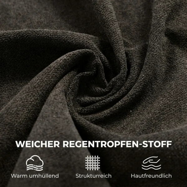 Gestoffeerde Schommelstoel Met Verstelbare Hoofdsteun, Fluweel In Regendruppel ontwerp, Frame Van Rubberboomhout, Donkergrijs