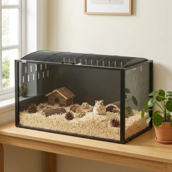 Grote Hamsterkooi 105 X 51 X 53 Cm Staal Acryl Knaagdierkooi Met Opklapbaar Gewelfd Deksel Diepe Bodempan