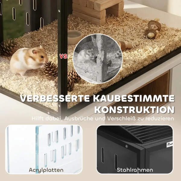 Grote Hamsterkooi 105 X 51 X 53 Cm Staal Acryl Knaagdierkooi Met Opklapbaar Gewelfd Deksel Diepe Bodempan