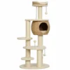 Grote Krabpaal 132 Cm Hoog Kattenboom Met Riet Hol Krabstammen Bed 3 Speelballen Kiepbeveiliging 1 2 Katten Tot 6kg