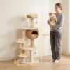Grote Krabpaal 132 Cm Hoog Kattenboom Met Riet Hol Krabstammen Bed 3 Speelballen Kiepbeveiliging 1 2 Katten Tot 6kg