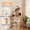 Grote Krabpaal 132 Cm Hoog Kattenboom Met Riet Hol Krabstammen Bed 3 Speelballen Kiepbeveiliging 1 2 Katten Tot 6kg