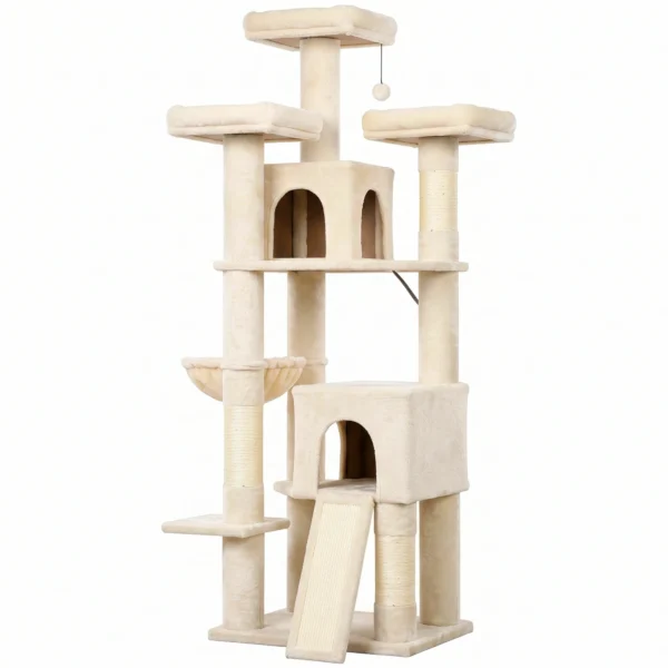 Grote Krabpaal 184 Cm Hoog Met 3 Krabstammen Ligvlakken Speelbal Hangmat Ladder, Katten Onder 6 Kg