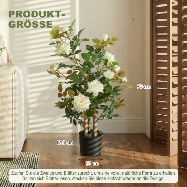 Grote Kunstmatige Rozenplanten 90 Cm Kunstmatige Plant Kunstplant Rozenboom Met UV bescherming, Mos, In Pot, Kunstboom Net Als Echt Voor Binnen En Buiten