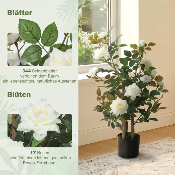 Grote Kunstmatige Rozenplanten 90 Cm Kunstmatige Plant Kunstplant Rozenboom Met UV bescherming, Mos, In Pot, Kunstboom Net Als Echt Voor Binnen En Buiten
