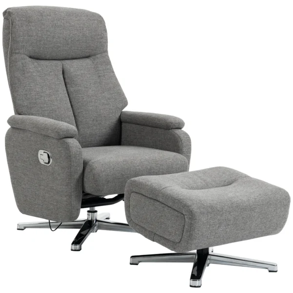 Handmatig Verstelbare Relaxfauteuil Met Voetenbank In Donkergrijs
