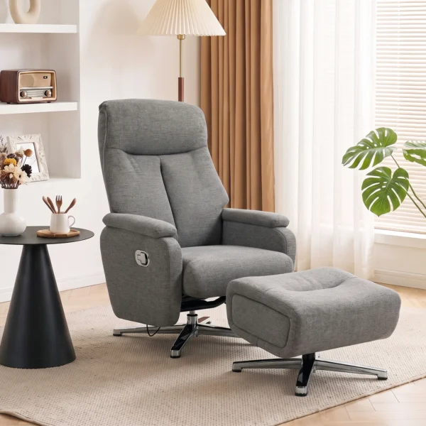 Handmatig Verstelbare Relaxfauteuil Met Voetenbank In Donkergrijs