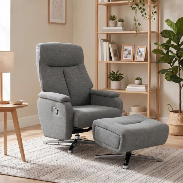 Handmatig Verstelbare Relaxfauteuil Met Voetenbank In Donkergrijs