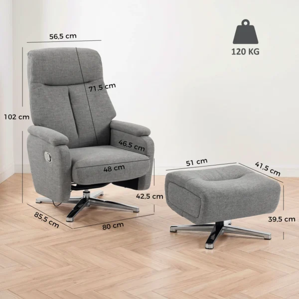 Handmatig Verstelbare Relaxfauteuil Met Voetenbank In Donkergrijs
