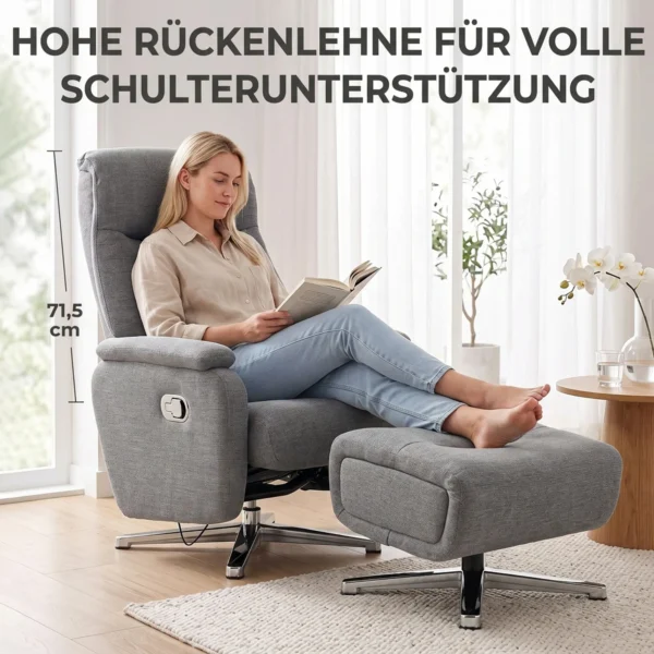 Handmatig Verstelbare Relaxfauteuil Met Voetenbank In Donkergrijs