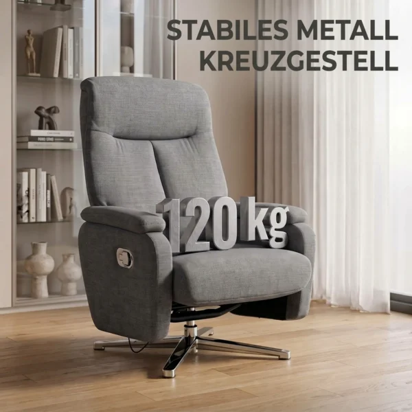 Handmatig Verstelbare Relaxfauteuil Met Voetenbank In Donkergrijs