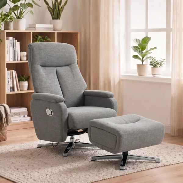 Handmatig Verstelbare Relaxfauteuil Met Voetenbank In Donkergrijs