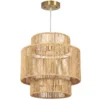 Hanglamp, 3 laags Lampenkap, Metaal, Hennep Touw, Lichtbruin