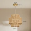 Hanglamp, 3 laags Lampenkap, Metaal, Hennep Touw, Lichtbruin