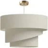 Hanglamp Met 3 Linnen Kappen, Moderne Plafondlamp In Hoogte Verstelbaar, Beige, Lichtbron Niet Inbegrepen