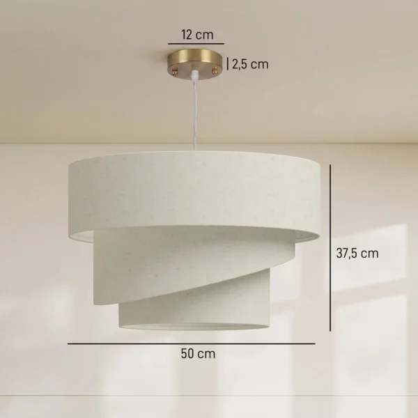 Hanglamp Met 3 Linnen Kappen, Moderne Plafondlamp In Hoogte Verstelbaar, Beige, Lichtbron Niet Inbegrepen