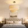 Hanglamp Met 3 Linnen Kappen, Moderne Plafondlamp In Hoogte Verstelbaar, Beige, Lichtbron Niet Inbegrepen